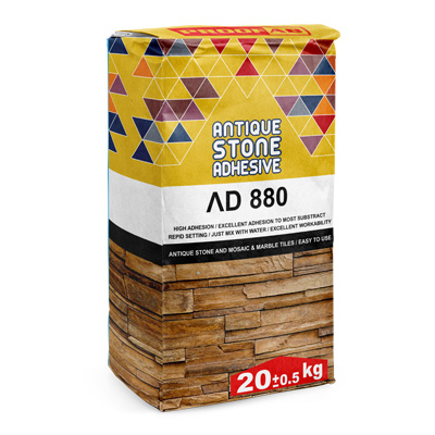 Powdered antique stone adhesive